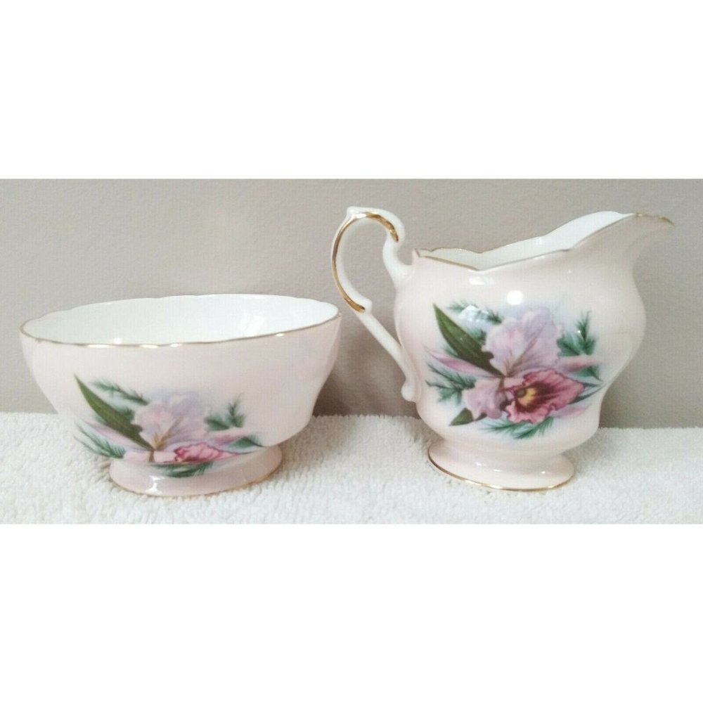 Paragon Blush Pink Sugar Bowl & Creamer Set  Bone China England